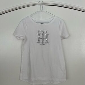 Tommy Hilfiger White Sequin Logo T-Shirt